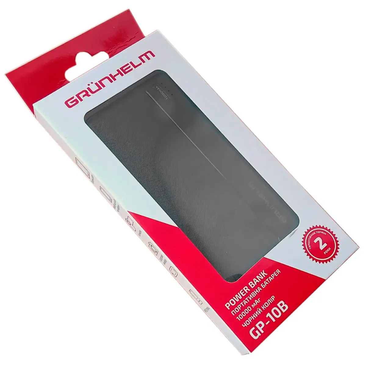 Купити Повербанк GRUNHELM GP-10B 10.000 mAh Чорний Артикул: 6990001375204 Фото повноекранне №3