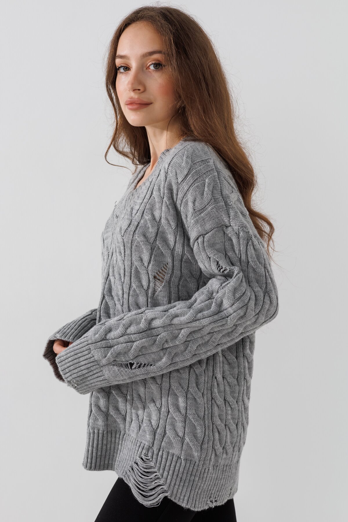 Пуловер однотонный женский Femme 2026 One Size Серый (2000990221490W)  Фото №2
