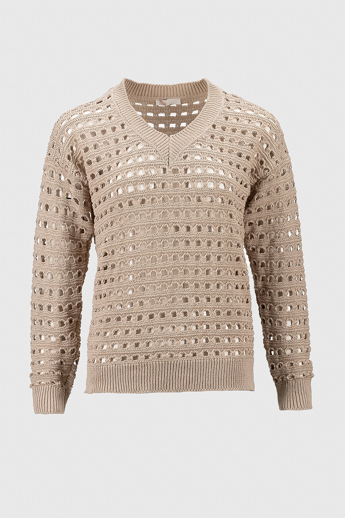 Пуловер однотонный женский Femme 1016 One Size Бежевый (2000989871156D)  Фото №6