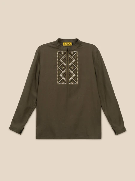 Купити Сорочка вишиванка для хлопчика LAWA E-BB02302 134 см Хакі Артикул: 2000999664564 Фото повноекранне №5