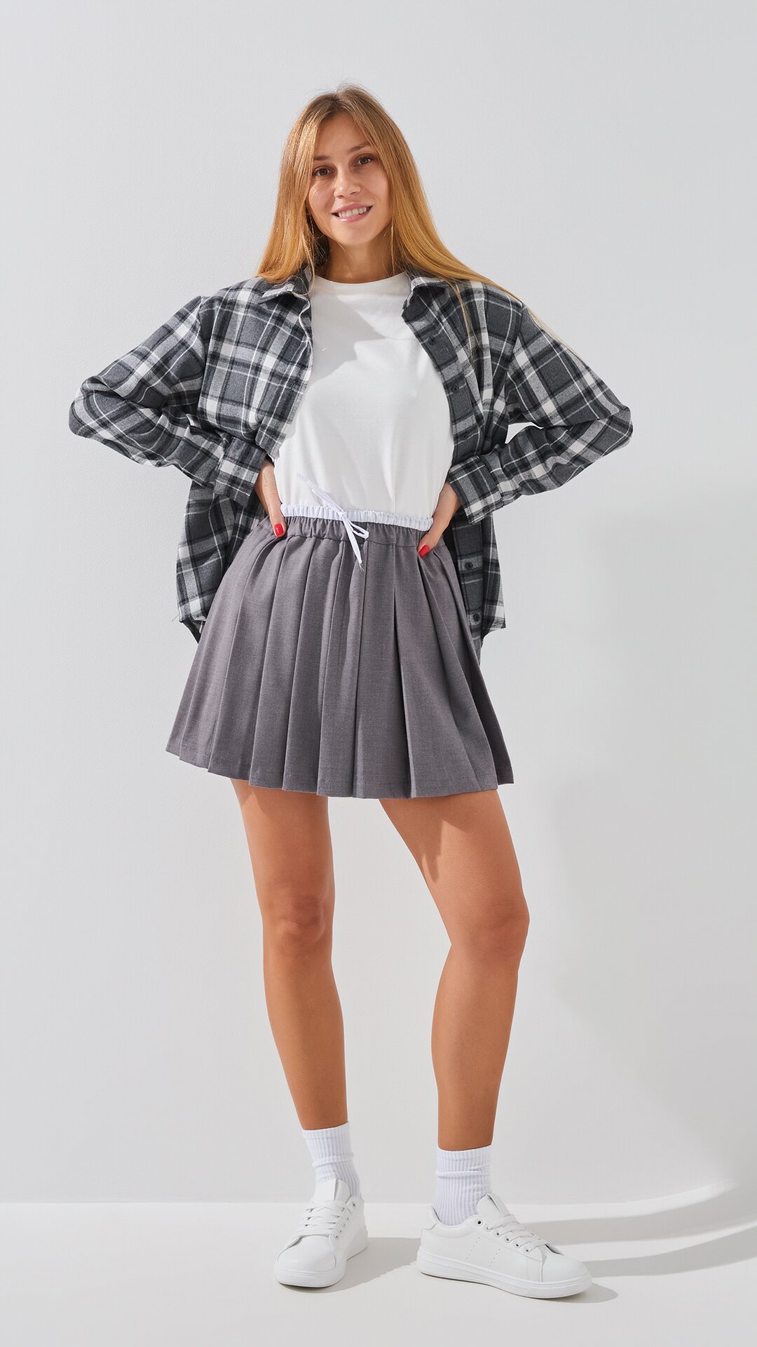 Купити Спідниця класика однотонна жіноча LAWA WTC02454 XS Сірий Артикул: 2888000018496 Фото повноекранне №2