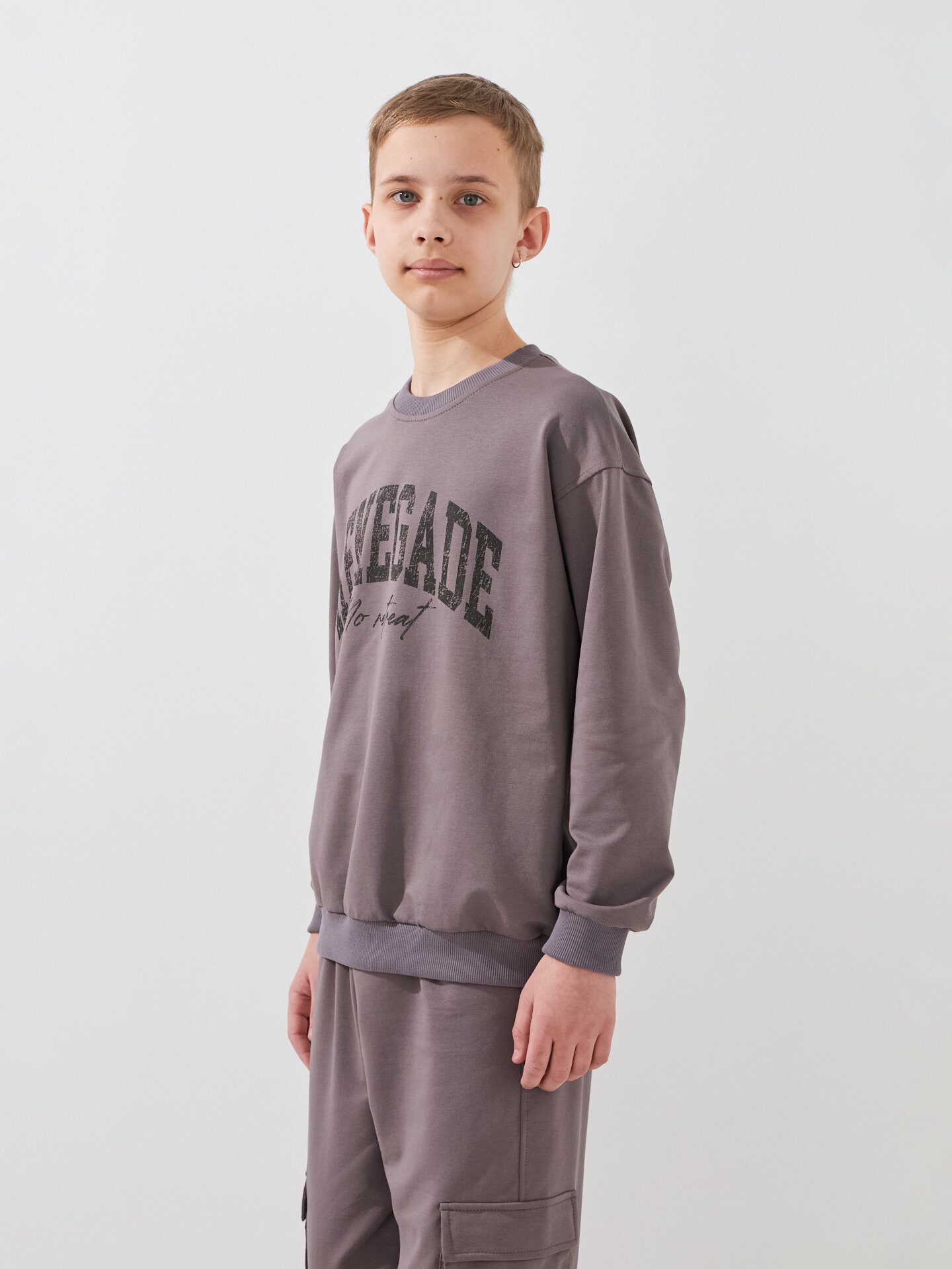 Купити Спортивний костюм світшот+штани для хлопчика LAWA P-BB02338 146 см Коричневий-графітовий Артикул: 2000999531286 Фото повноекранне №3