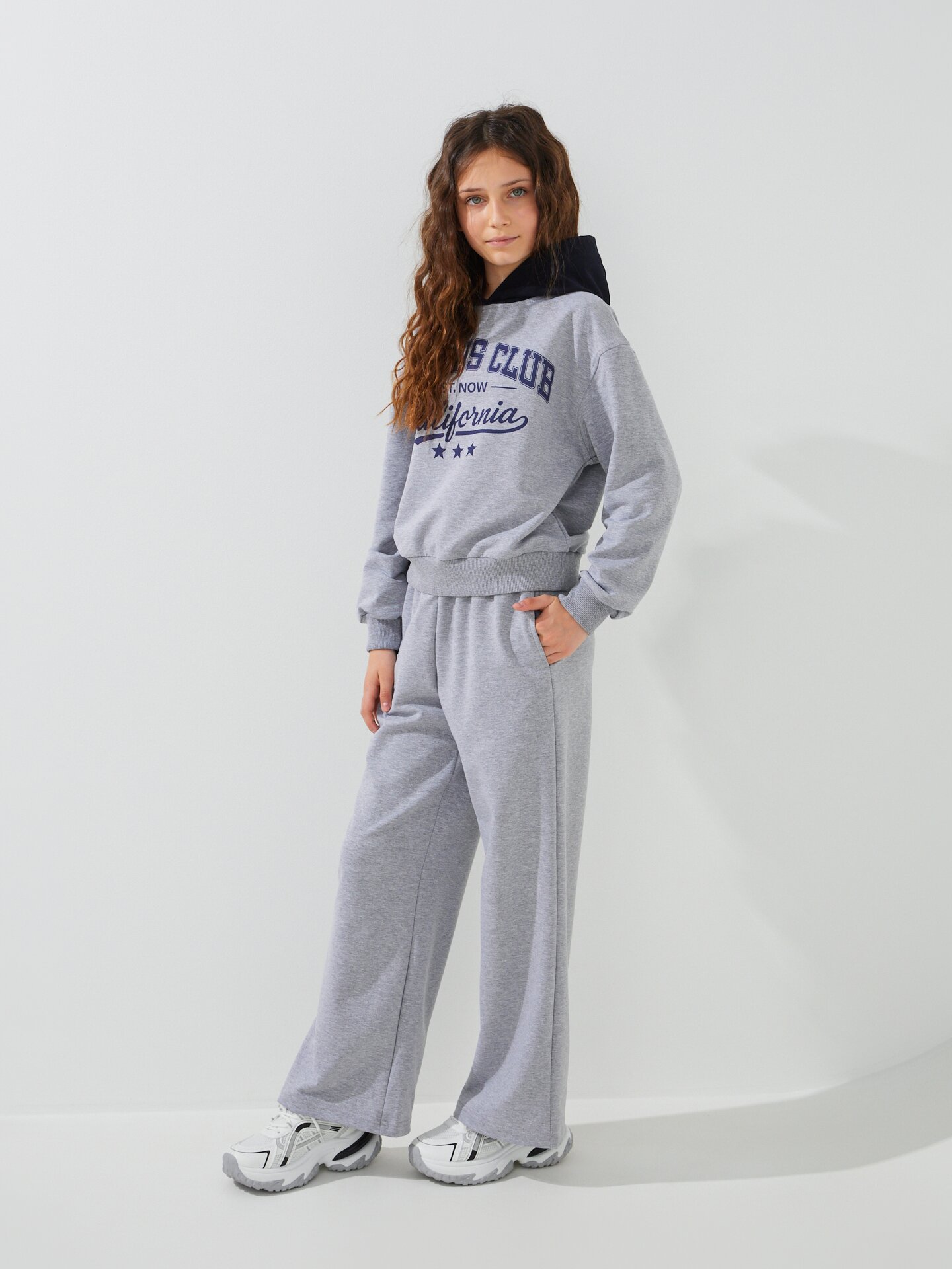 Купити Спортивний костюм худі+штани для дівчинки LAWA P-GB02346 146 см Світло сірий меланж Артикул: 2000999563089 Фото повноекранне №4