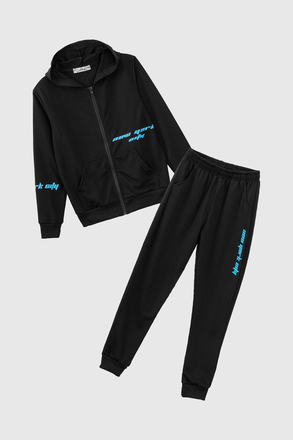 Спортивный костюм (кофта+штаны) для мальчика XHZ-0599 146 см Черно-голубой (2000990732996D)  Фото №6