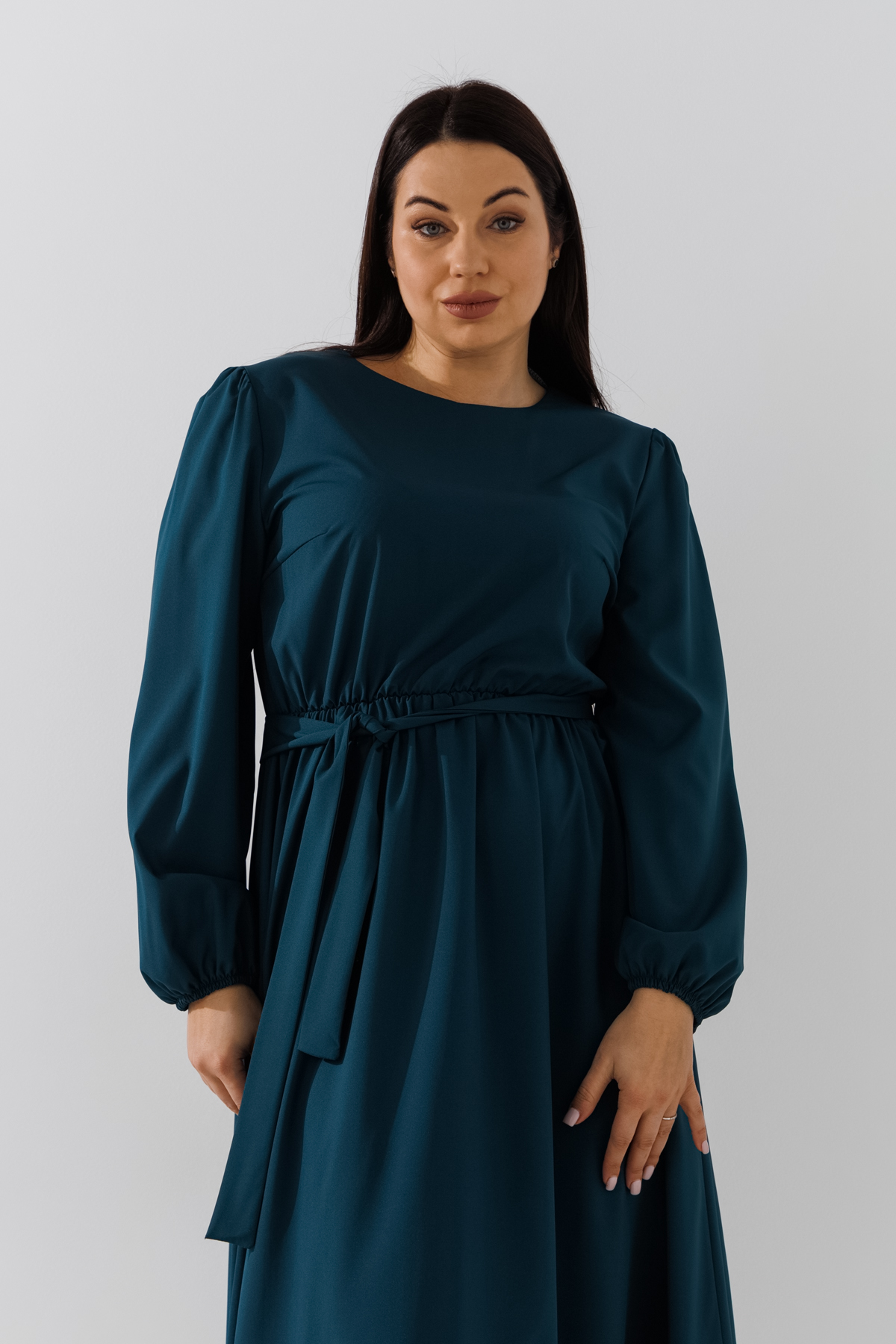 Платье однотонное женское On me 2513-1 2XL Зеленый  Фото №1