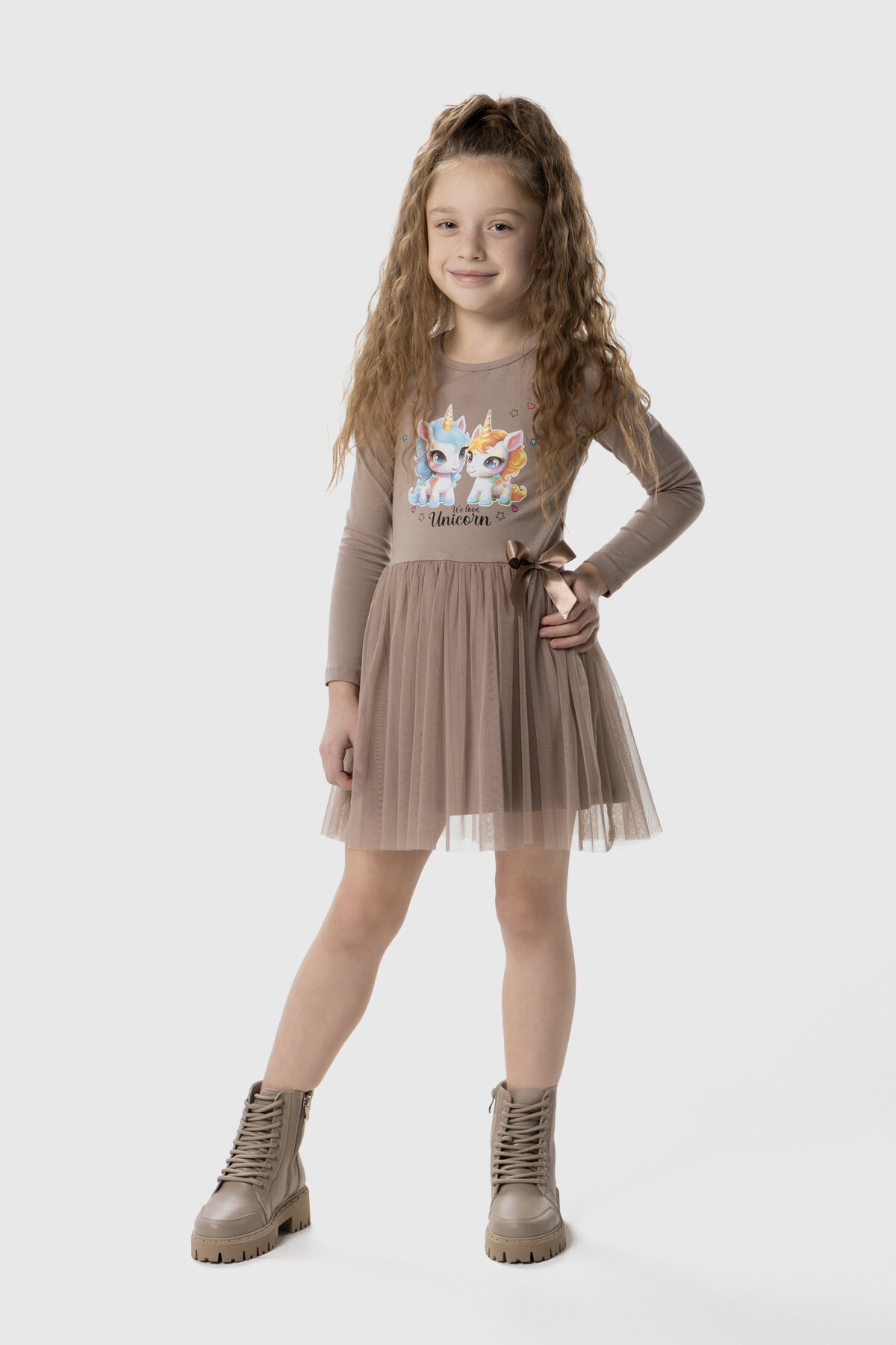 Платье с принтом для девочки Pop Fashion 7342 92 см Капучино (2000990154156D)  Фото №0