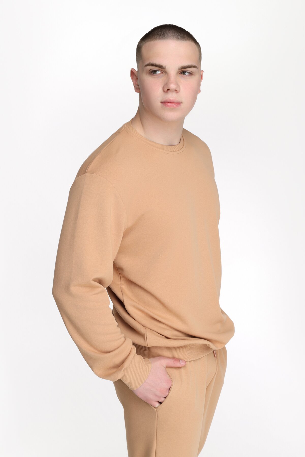 Свитшот однотонный мужской Demos DMS004 baza 4XL Бежевый (2000989426820D)  Фото №0