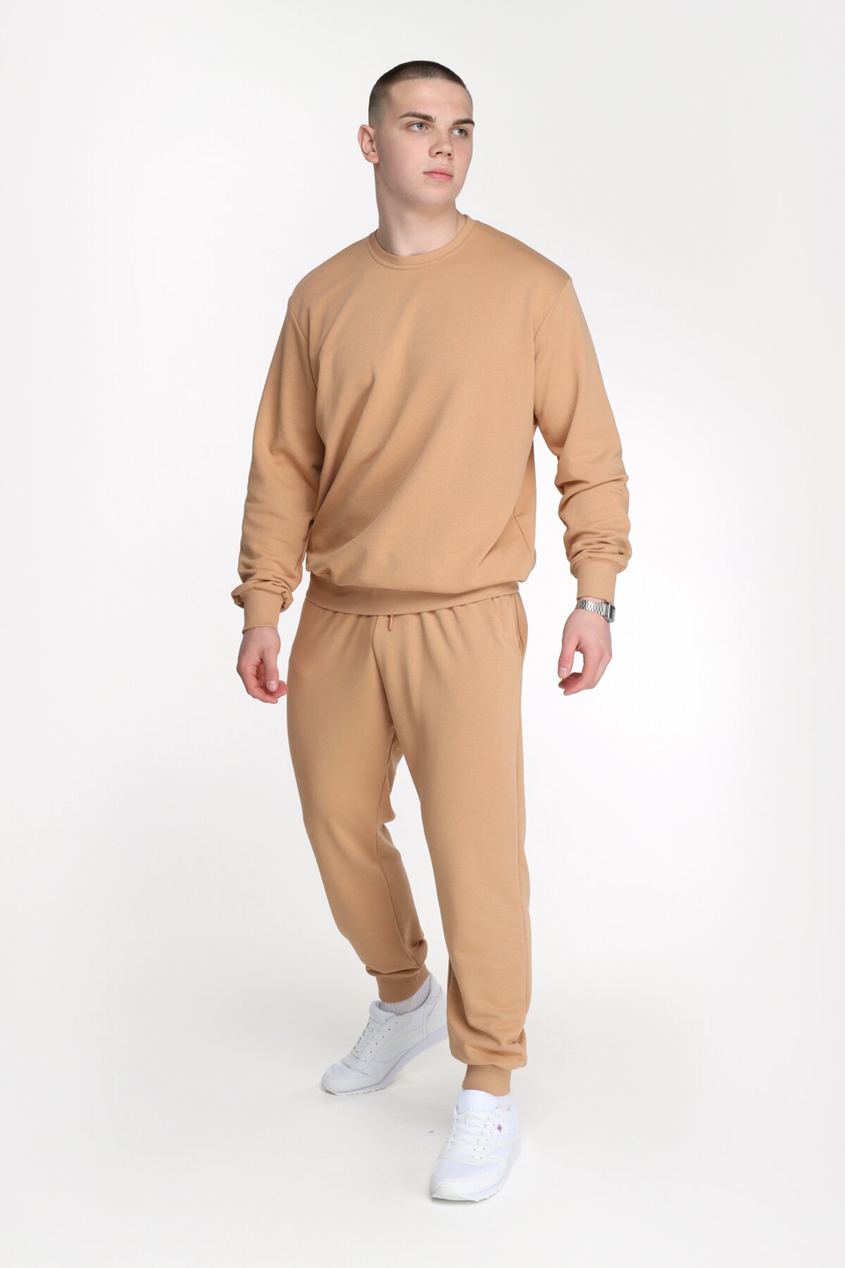 Свитшот однотонный мужской Demos DMS004 baza 4XL Бежевый (2000989426820D)  Фото №3