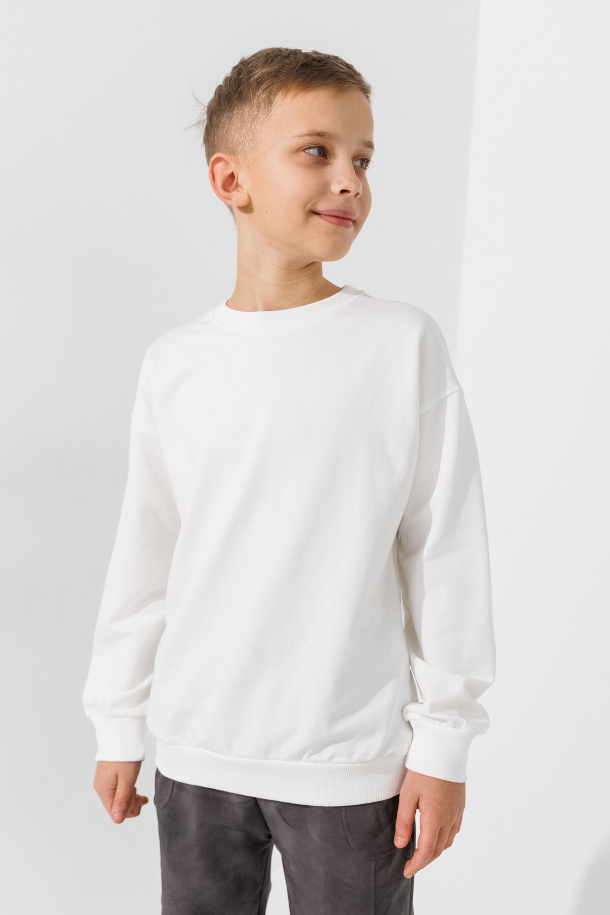 Світшот однотонний унісекс First Kids 0070 158 см Молочний  Фото №2