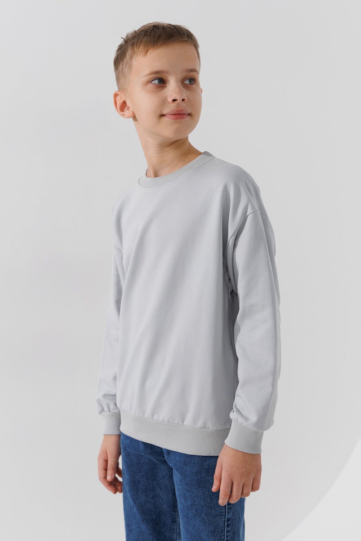 Світшот однотонний для хлопчика First Kids 0070 158 см Світло-сірий  Фото №5