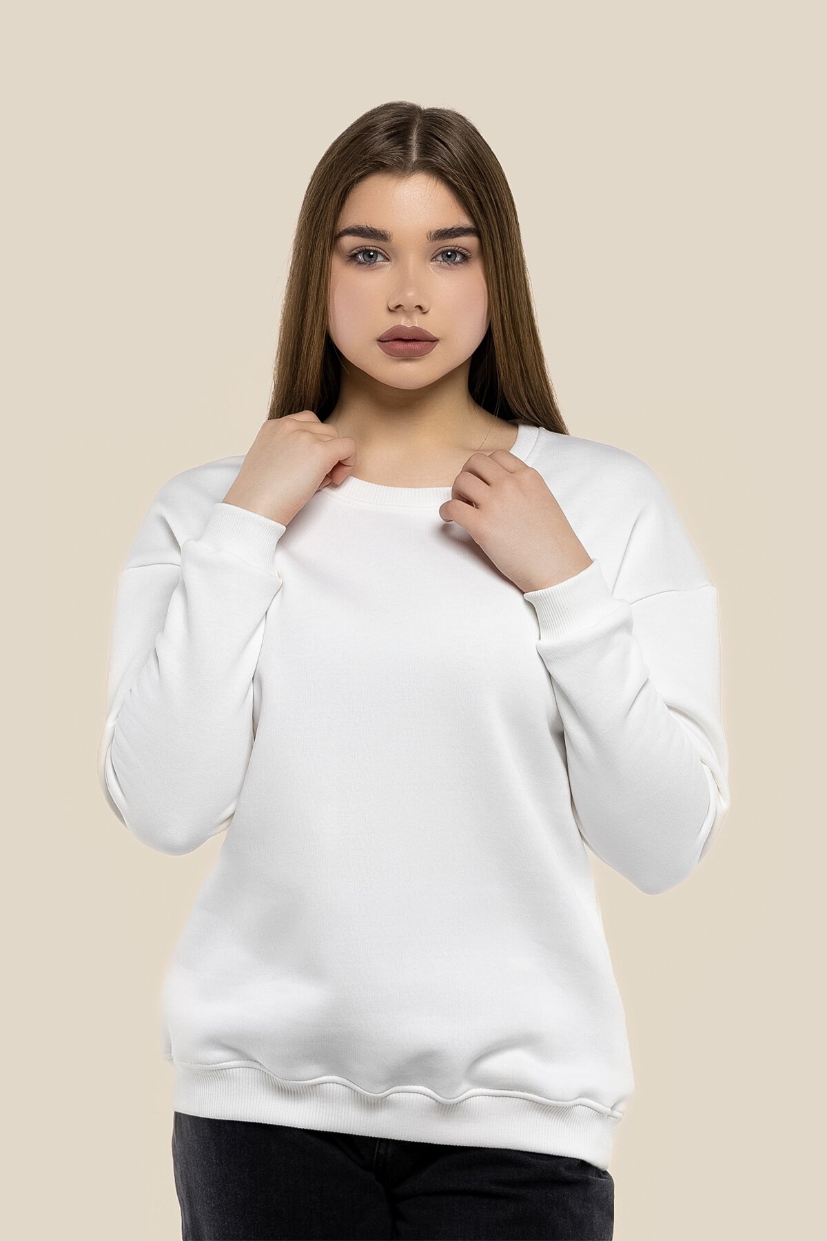 Свитшот однотонный женский LAWA WBC02318 XS Молочный  Фото №9