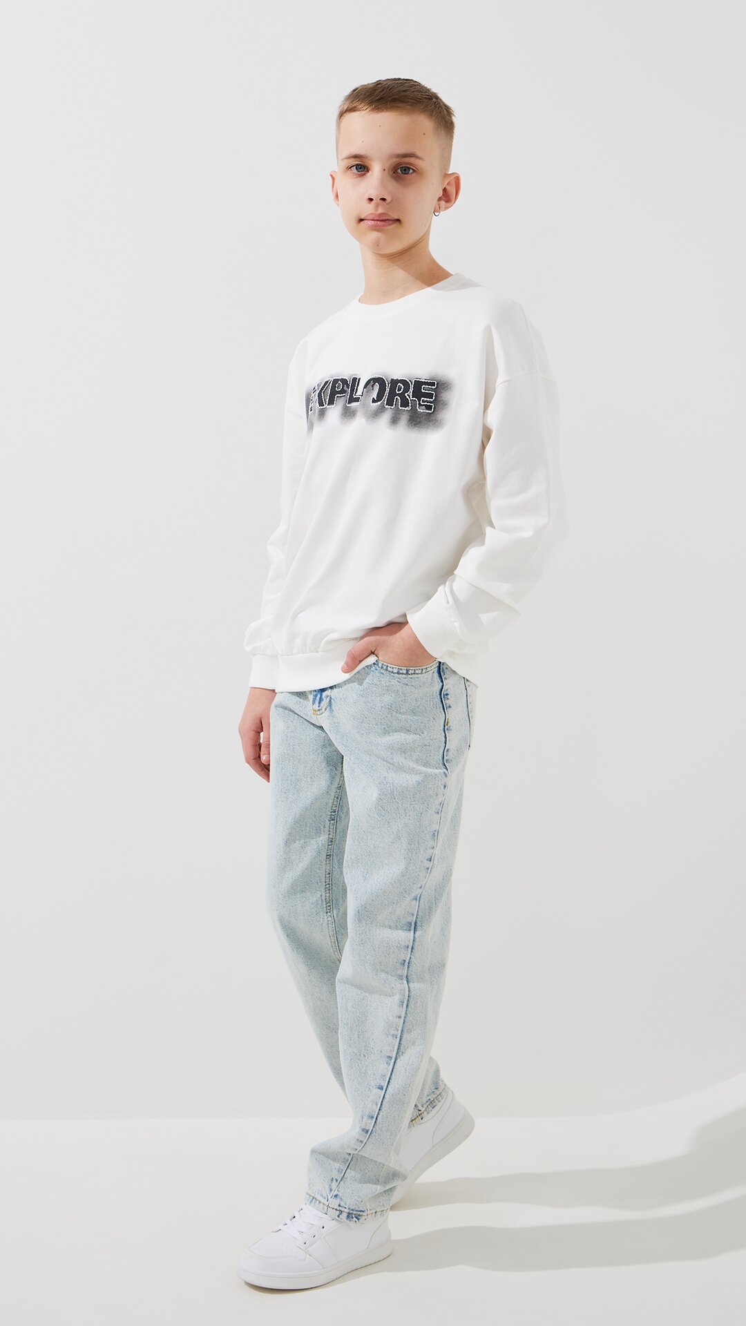 Купити Світшот з принтом для хлопчика Dinomin M-309 152 см Молочний Артикул: 2000999486746 Фото повноекранне №2