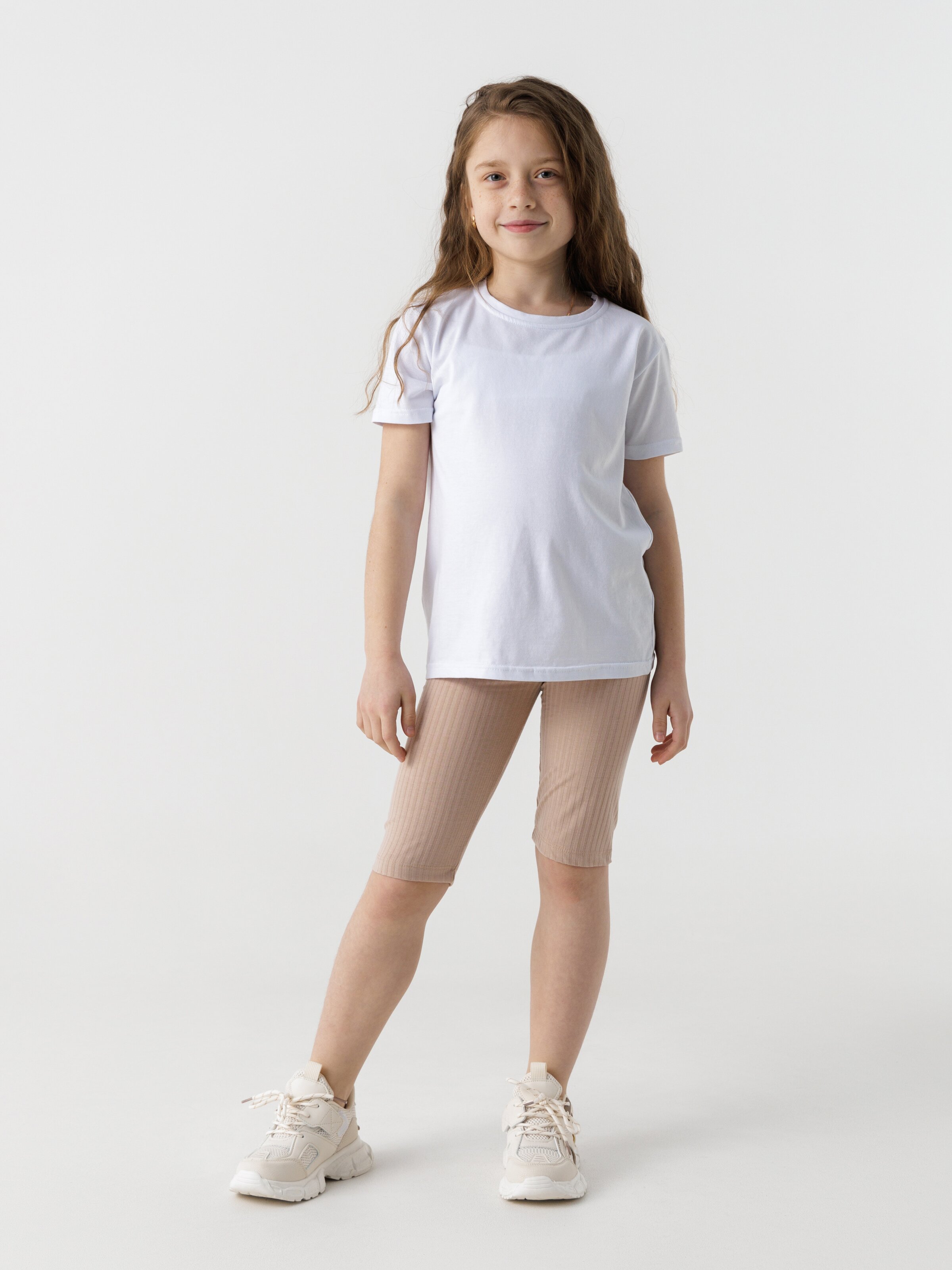Велотреки однотонные для девочки First Kids 0002 140 см Кофейный (2000990441614S)  Фото №0