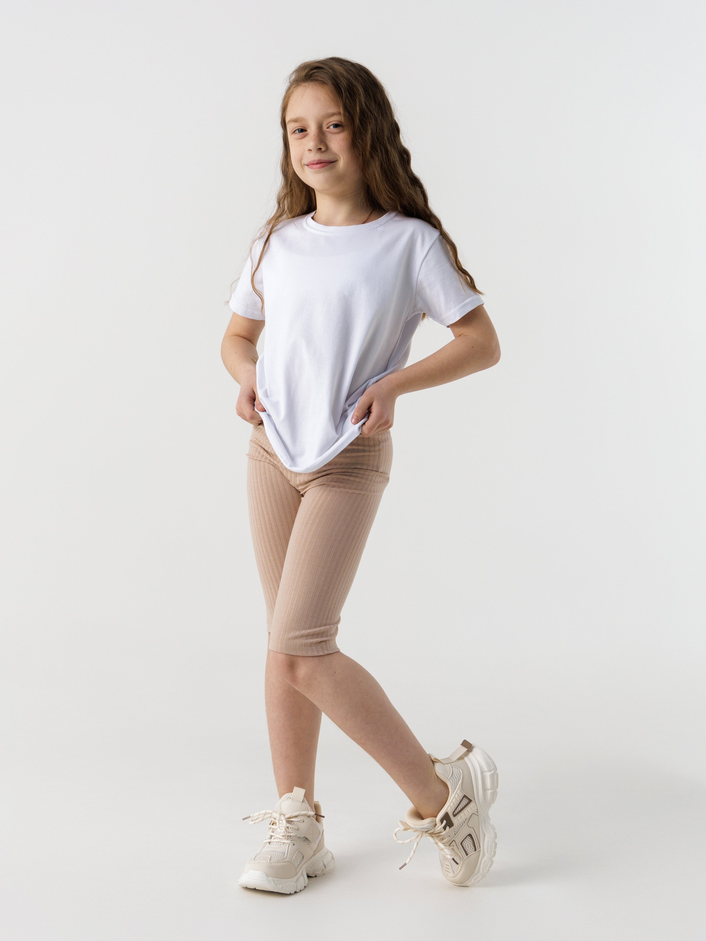 Велотреки однотонные для девочки First Kids 0002 140 см Кофейный (2000990441614S)  Фото №2