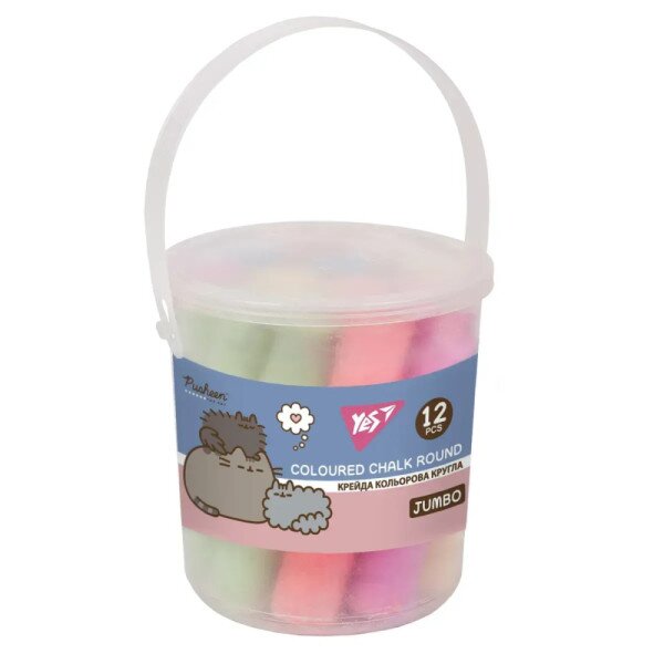 Купить Мел цветной в ведре Yes "Pusheen"JUMBO 400550 12 штук Разноцветный Артикул: 5056574458001