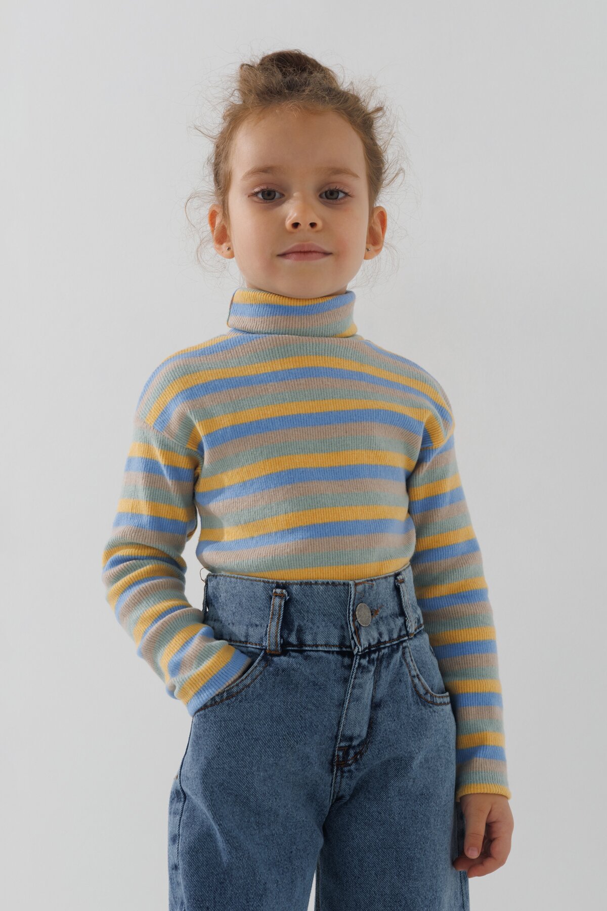 Водолазка с узором детская Happy Kids 4480 110 см Желто-голубой (2000990608383W)  Фото №0