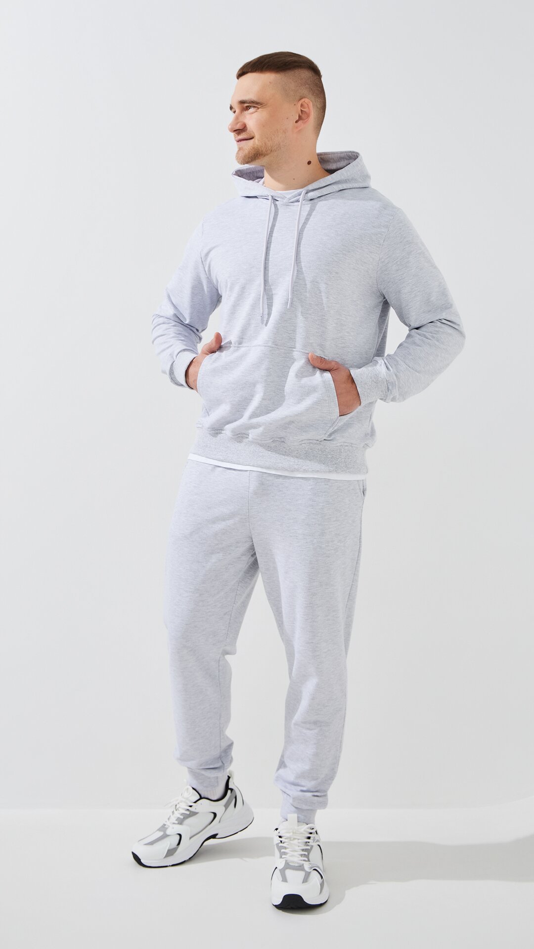 Купити Худі однотонний чоловічий GENUA G01223-0004 XL Сірий Артикул: 2000999473449 Фото повноекранне №2