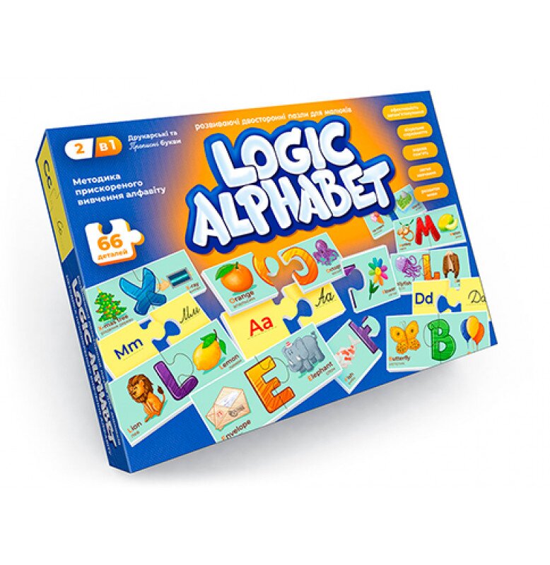 Купити Пазли-асоціації розвиваючі "Logic Alphabet" Danko Toys Різнокольоровий Артикул: 2000999643866