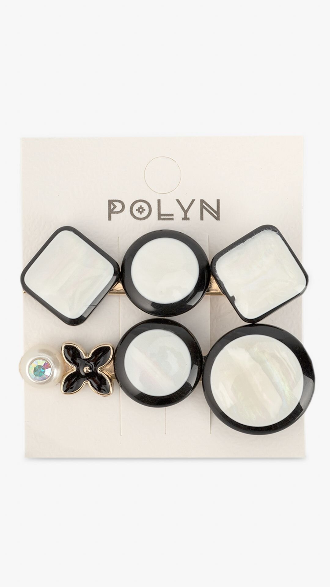 Купити Заколки для дівчинки Polin 3432B-4 2 шт Молочно-чорний Артикул: 2000999178900 Фото повноекранне №2